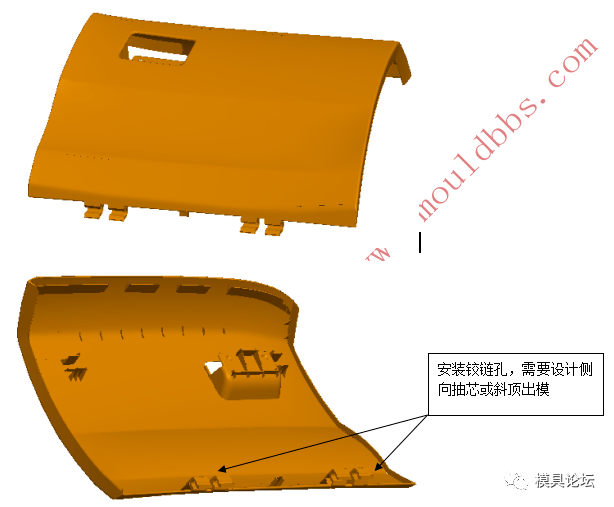 K8凯发登录入口杂物箱盖注塑模具设计+3d